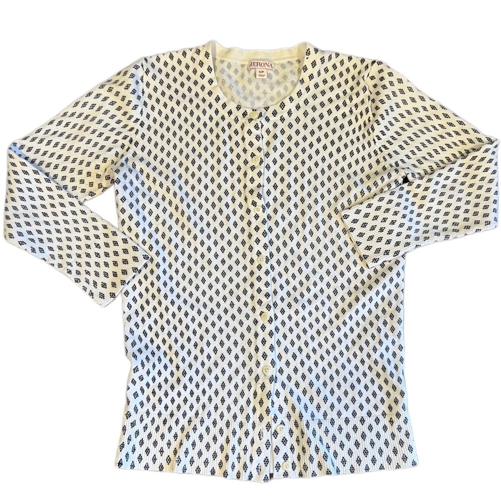 MERONA • ivory and black patterned cardigan